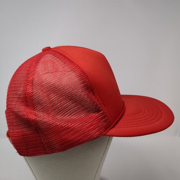 Unbranded Snapback Mesh Back Rope Trucker Hat Solid Red One Size Blank - Picture 5 of 9